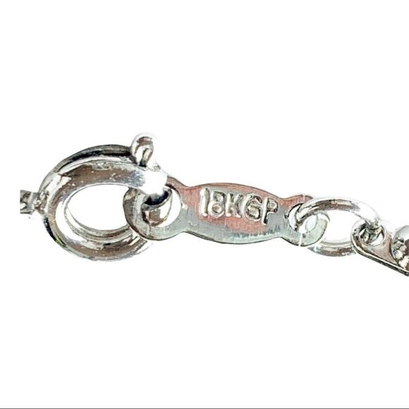 Green crystal faceted pendant necklace 18k GP 16” - Picture 5 of 8